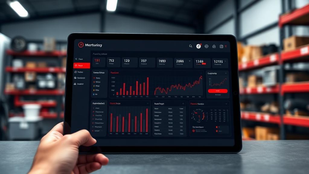 Inventory management dashboard on tablet